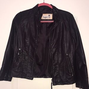 A faux leather jacket